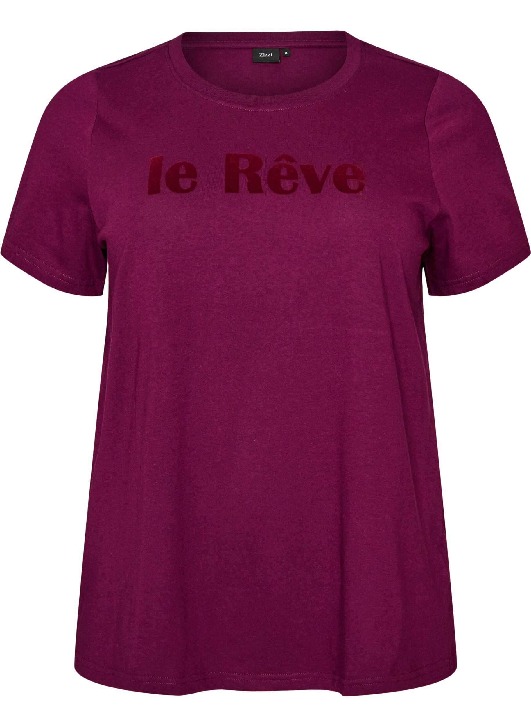 T-shirt en coton bio avec inscription en velours
