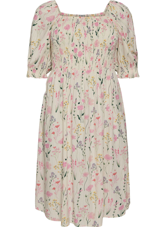 Robe d'&eacute;t&eacute; florale en viscose, Vanille, Packshot image number 0