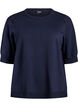 Fijngebreide blouse met korte mouwen, Blauw, Packshot image number 0