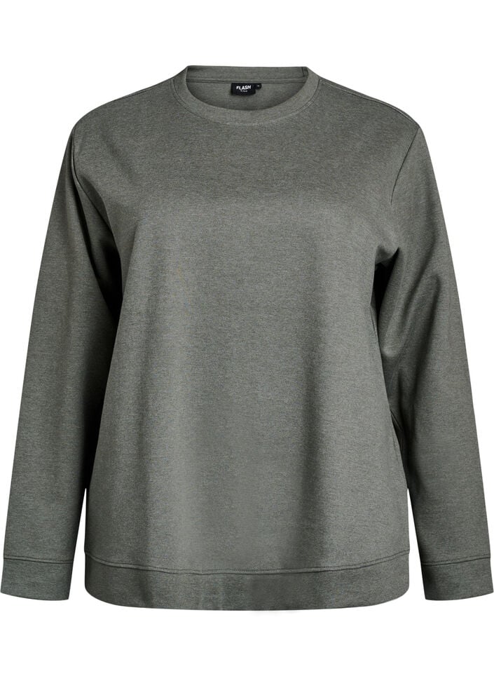 Sweat-shirt &agrave; col ras du cou, Vert, Packshot image number 0