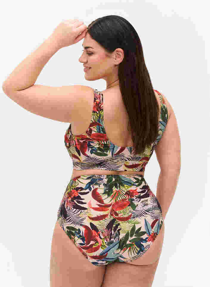 Bas de bikini taille haute avec imprimé, Palm Print, Model