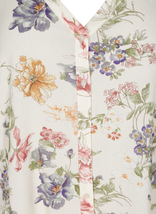 Viscose top met bloemenprint en knopen, Creme Vintage flower, Packshot image number 2