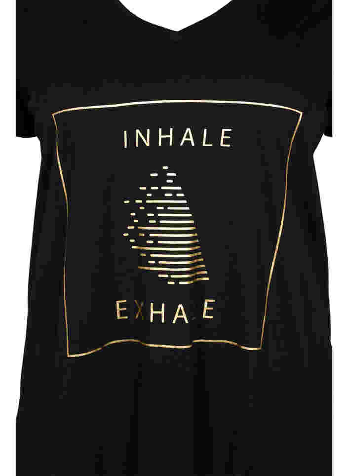 Haut d'entraînement en coton avec imprimé, Black w. inhale logo, Packshot image number 2