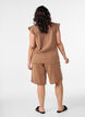 Los katoenen mousseline shorts met een hoge taille, Bruin, Model image number 2