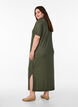 Jersey maxi jurk met kraag en korte mouwen, Groen, Model image number 1