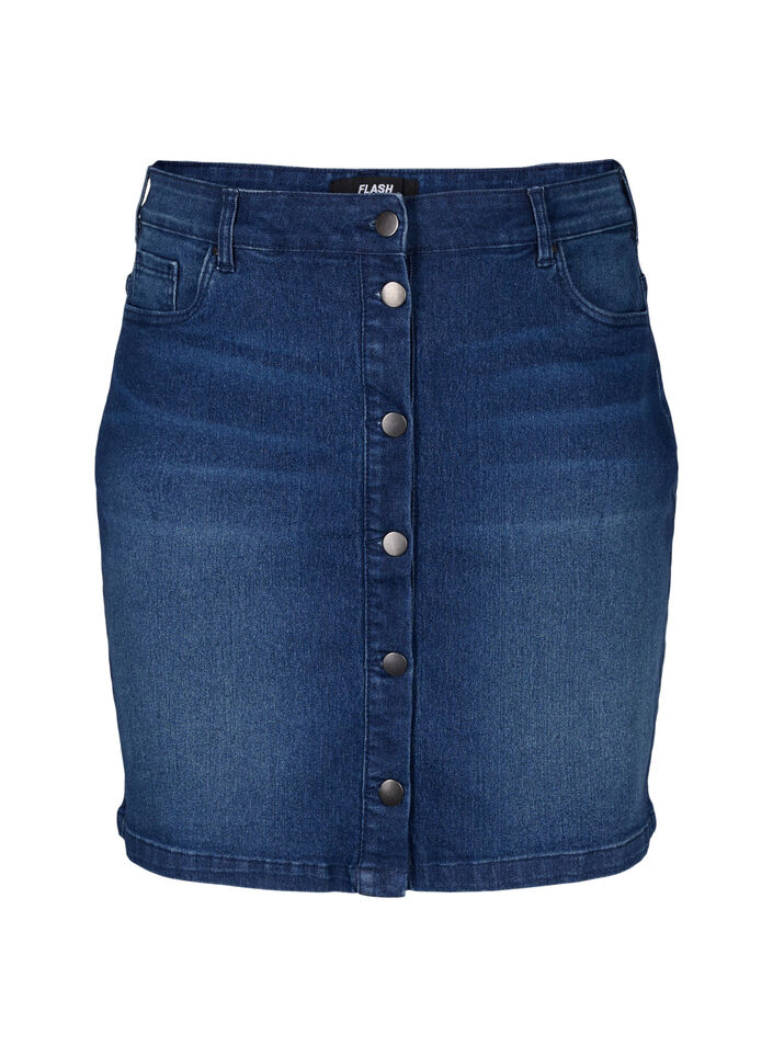 FLASH - Denim rok met knoopsluiting, Blauw, Packshot image number 0