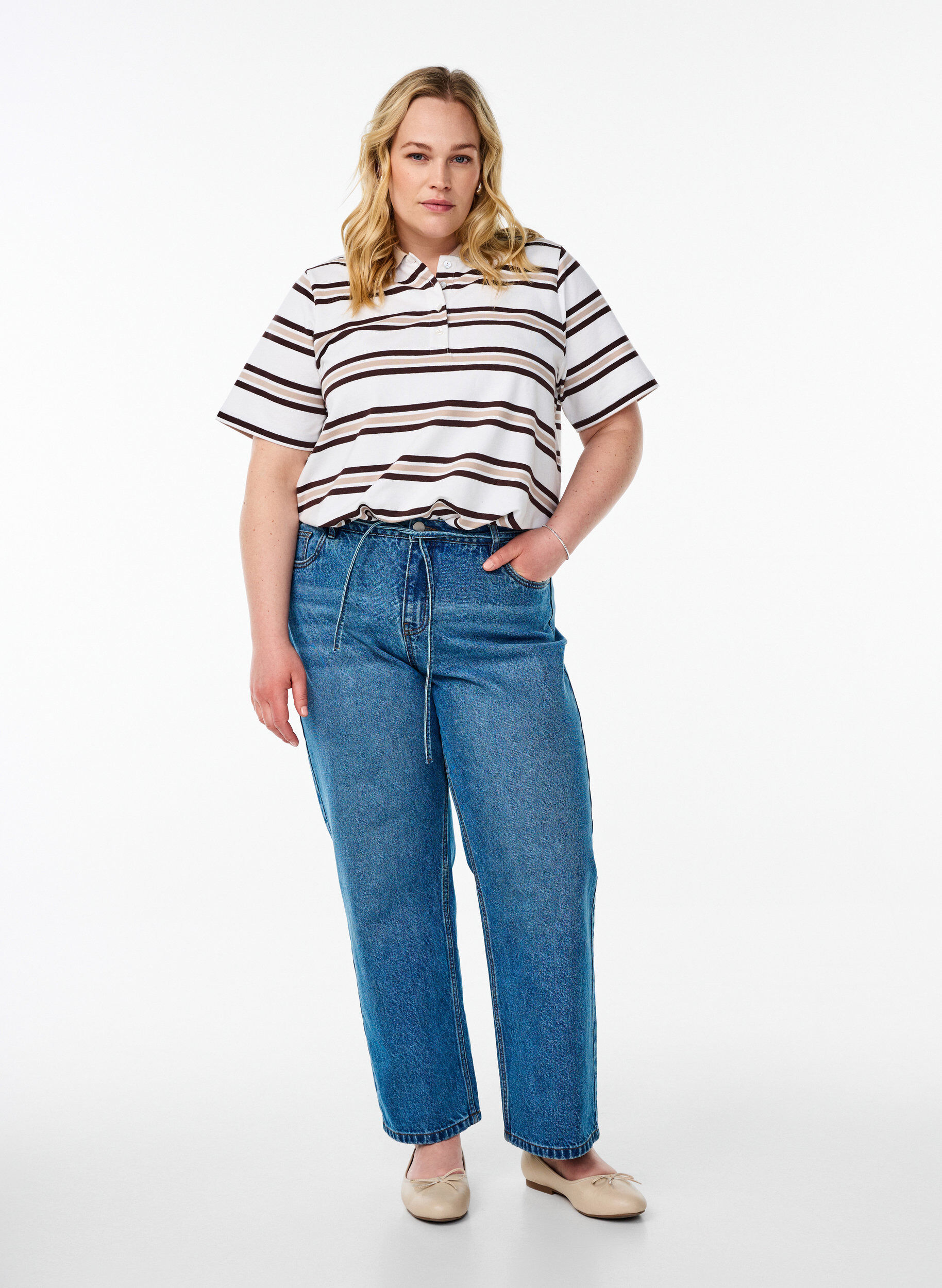 ZizziPoloshirt met korte mouwen, Vanille, Model image number 1