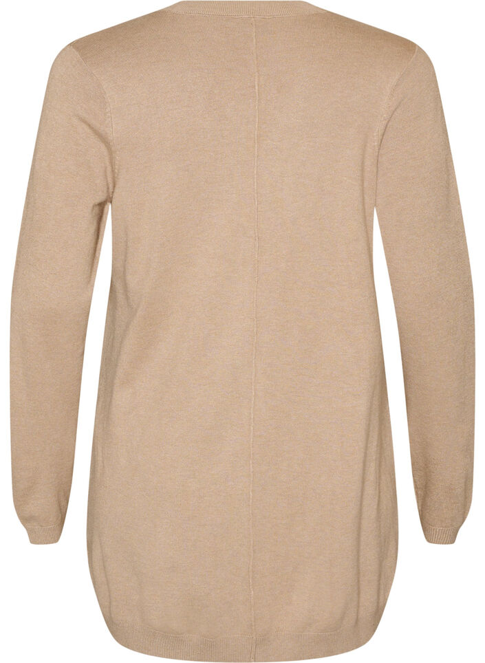 Long cardigan tricot&eacute; dans un m&eacute;lange de viscose, Beige, Packshot image number 1