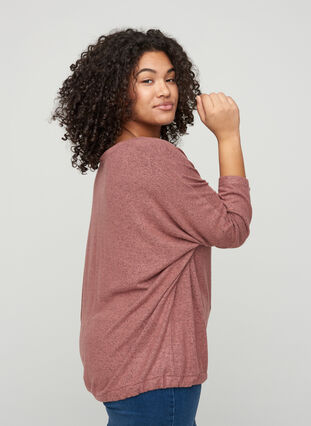 Gemêleerde blouse met verstelbare onderkant, Burlwood Melange , Model image number 1