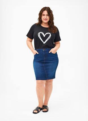 FLASH - T-shirt met motief, Black Silver Heart, Model image number 2