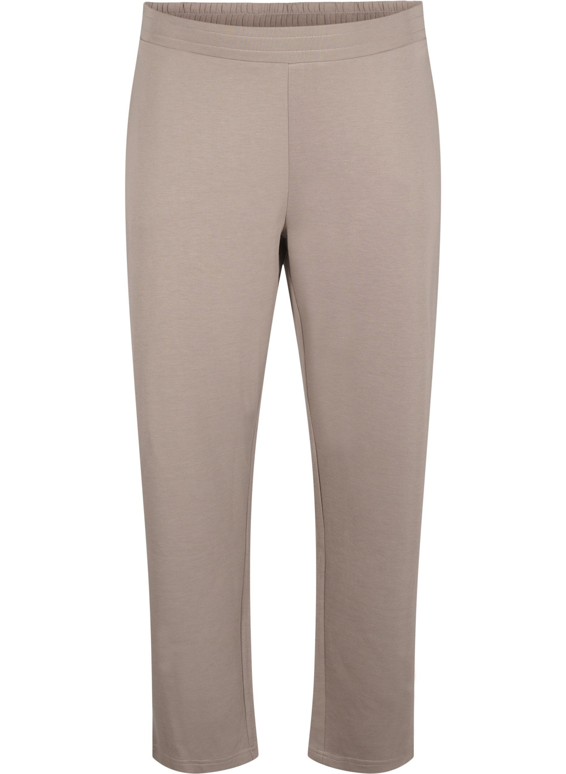 ZizziModal-mix broek met elastische tailleband, Beige, Packshot image number 0