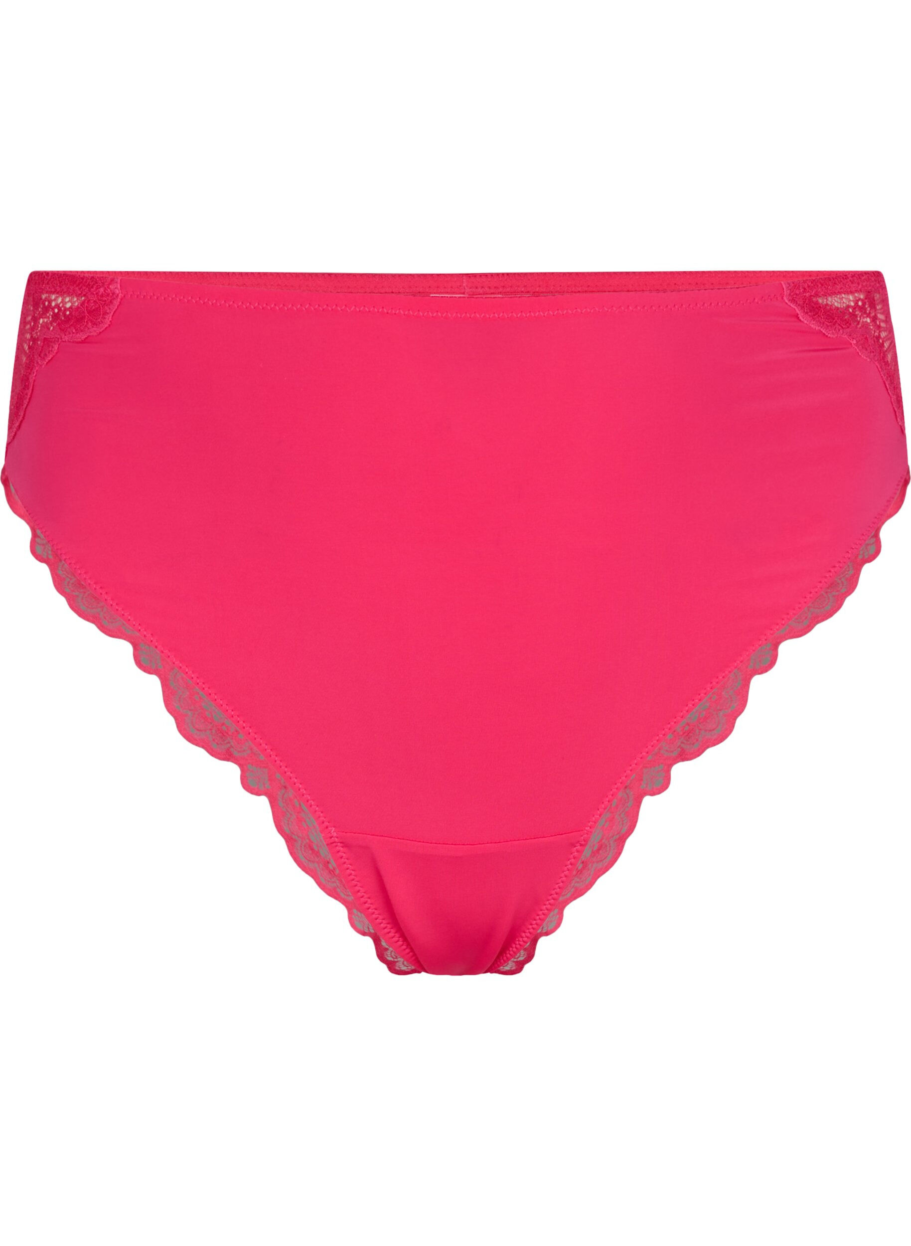 ZizziBraziliaans slipje van kant met normale taille, Roze, Packshot image number 0