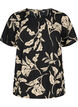 FLASH - Blouse met korte mouwen en print, Black Off White Fl., Packshot image number 0