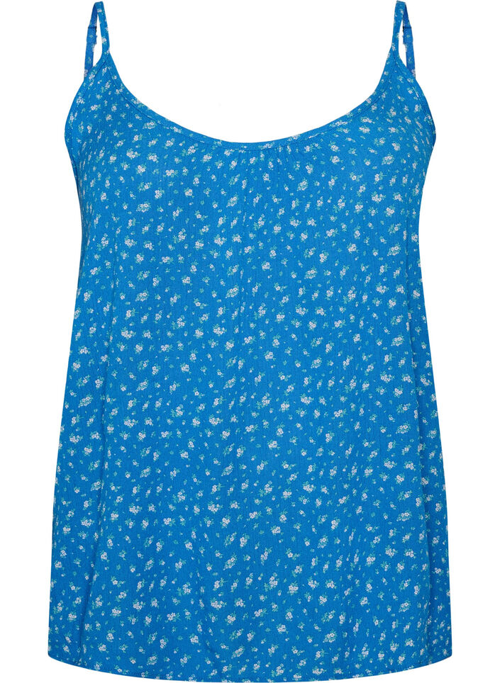 Strap top in viscose, Blauw, Packshot image number 0