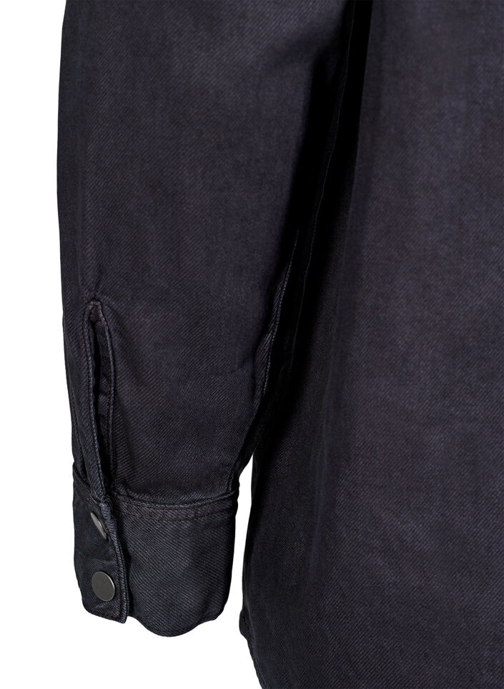 Denim shirt met borstzakken, Zwart, Packshot image number 3