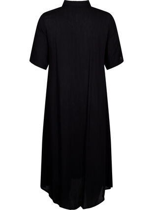 Robe chemise à manches courtes en viscose, Black, Packshot image number 1