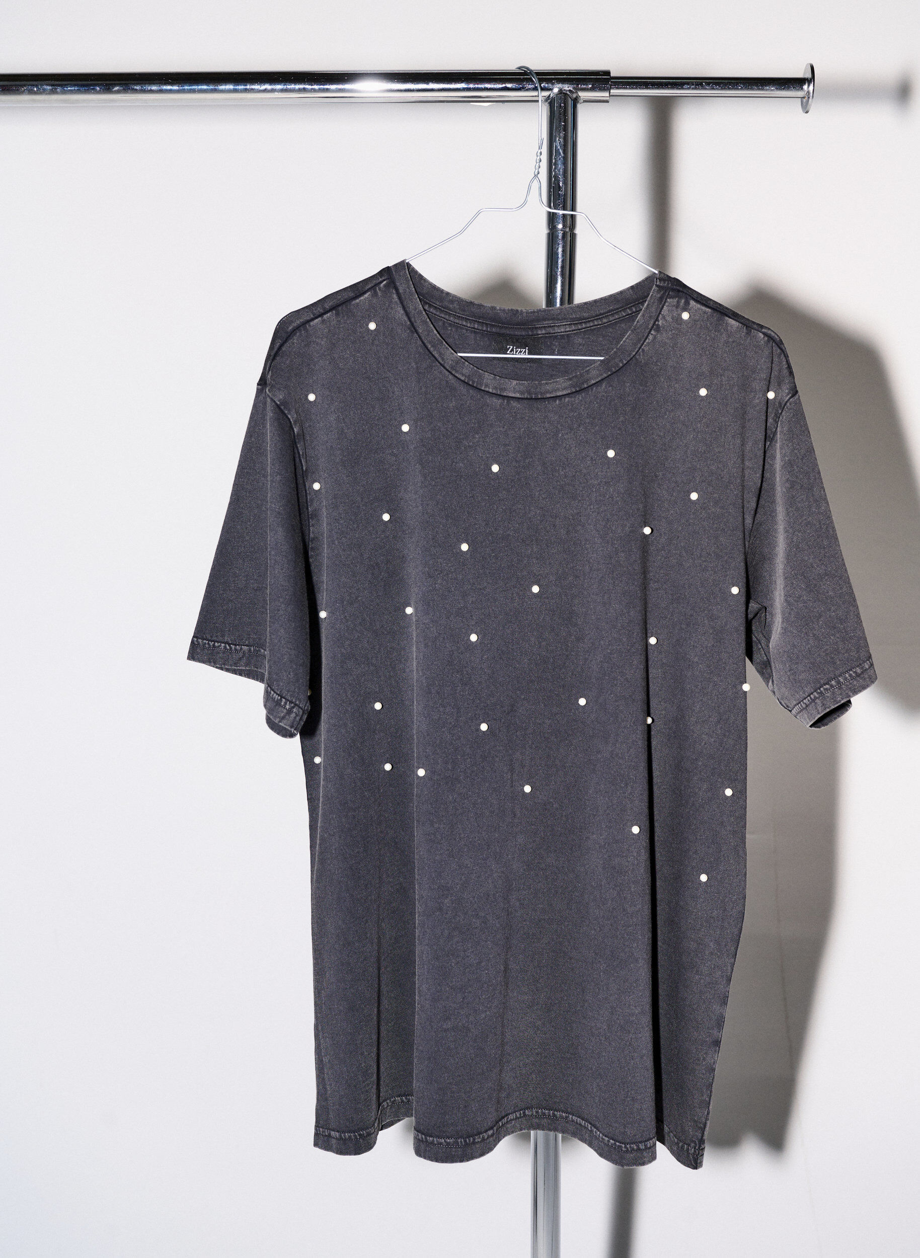 ZizziT-shirt met parels, Grey washed, Image image number 0