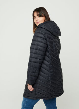 Lange lichte gewatteerde jas , Black, Model image number 1
