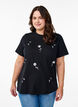 T-shirt avec fleurs en sequins, Noir, Model image number 0