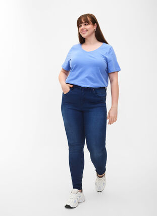 T-shirt en coton uni basique, Blue Bonnet, Model image number 2