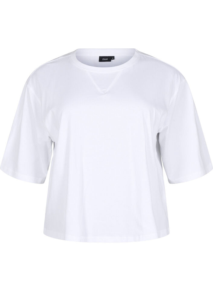 T-shirt Boxy en coton biologique, Blanc, Packshot image number 0