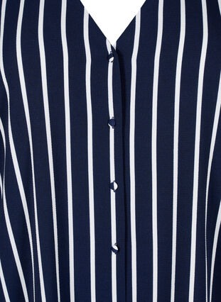 Blouse avec col en V et imprimé, Maritime Blue Stripe, Packshot image number 2