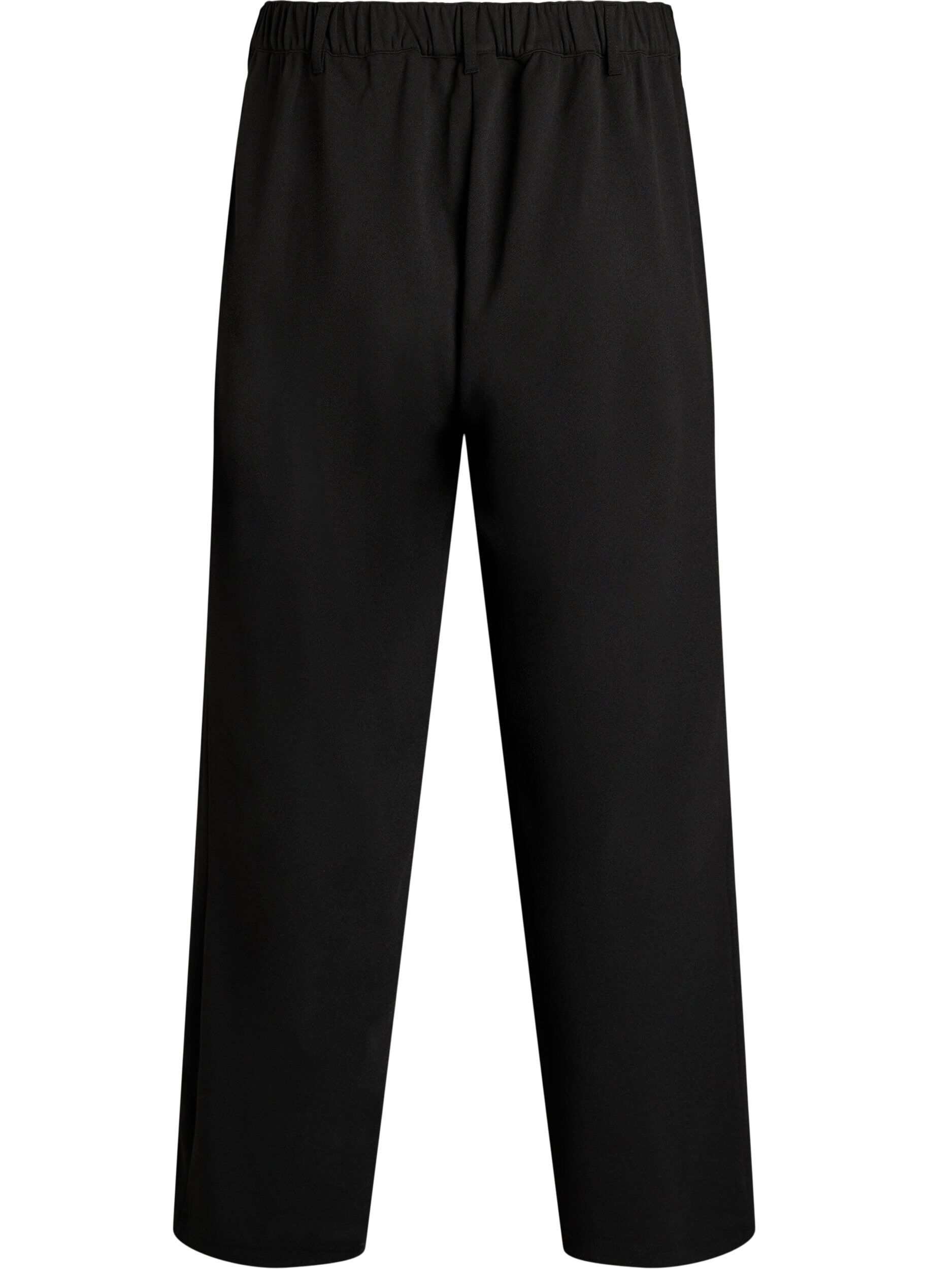 Zizzi Pantalon taille haute avec ceinture et boucle dor&eacute;e, Noir, Packshot image number 1