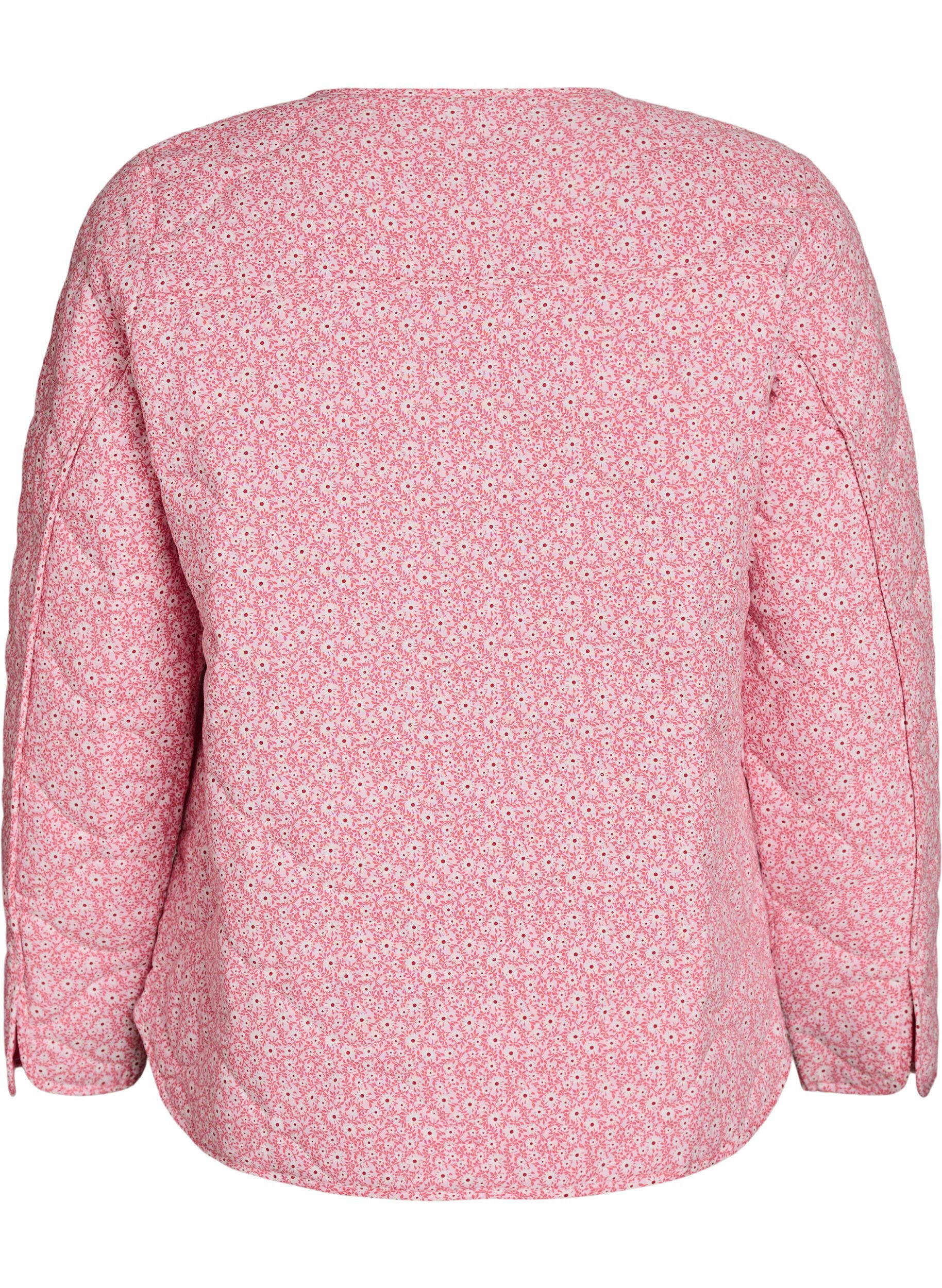 Zizzi Veste matelass&eacute;e l&eacute;g&egrave;re &agrave; imprim&eacute; floral, Rose, Packshot image number 1
