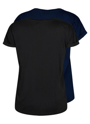 2-pack T-shirts met korte mouwen, Black / Navy Blazer, Packshot image number 1