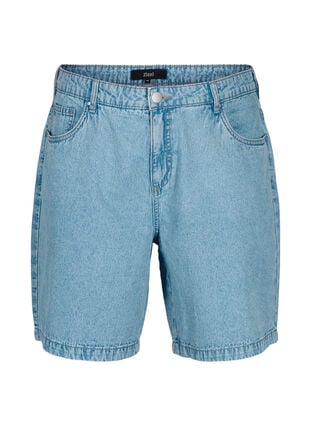 Hoge taille korte spijkerbroek, Light Blue Denim, Packshot image number 0