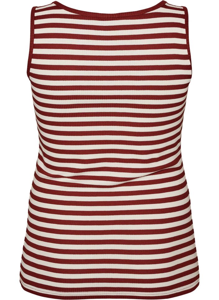 Gestreepte tanktop met een ribstructuur, Rood, Packshot image number 1