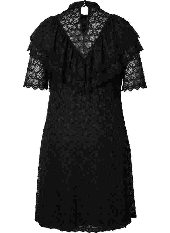 Kanten jurk met 2/4 mouwen, Black, Packshot image number 1