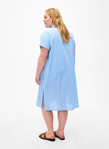 Lang shirt van katoenmix met linnen, Serenity, Model image number 1