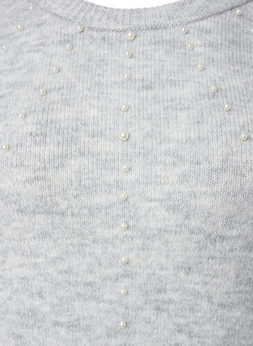 Robe tricotée mélangée avec des perles, Light Grey Melange, Packshot image number 2