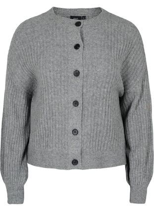 Cardigan en laine à boutons, Medium Grey Melange, Packshot image number 0
