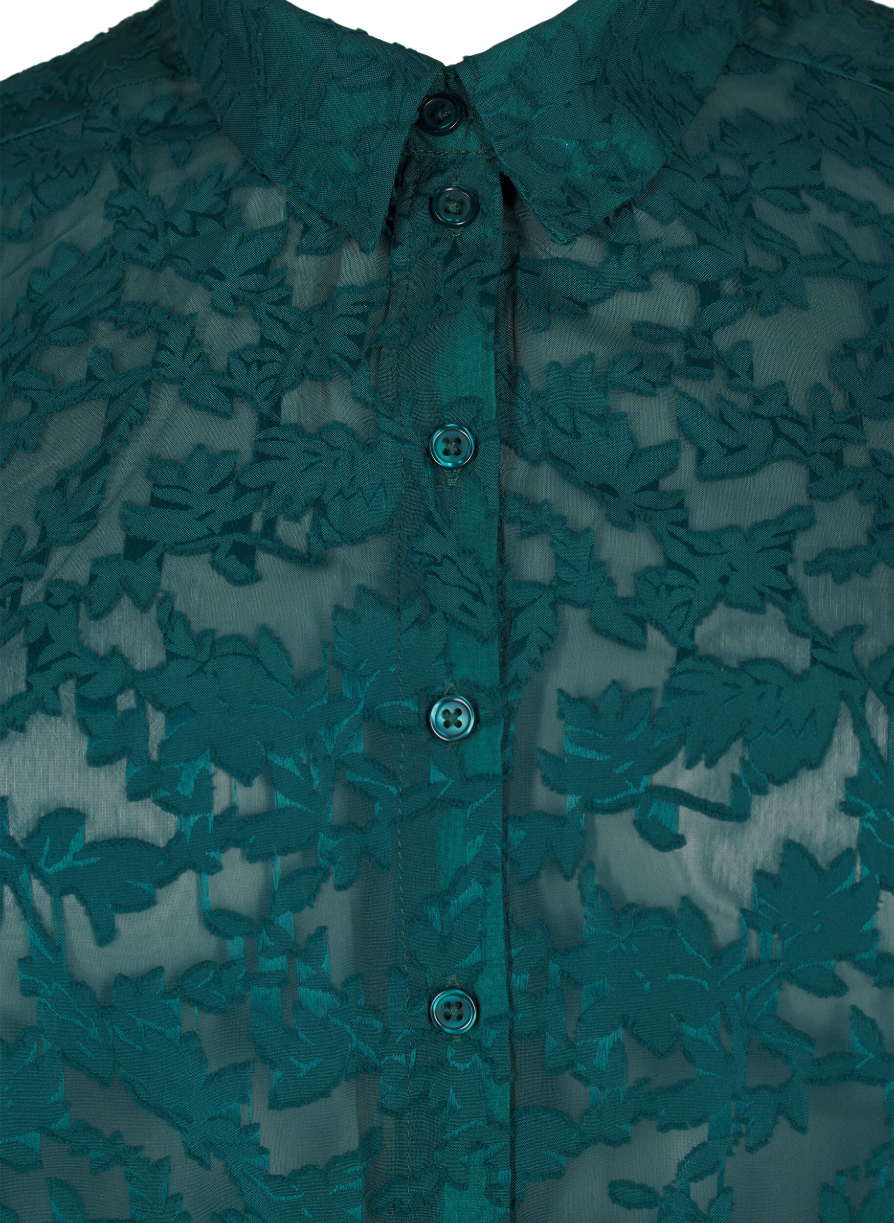 ZizziJacquard overhemd met knopen, Rain Forest, Packshot image number 2
