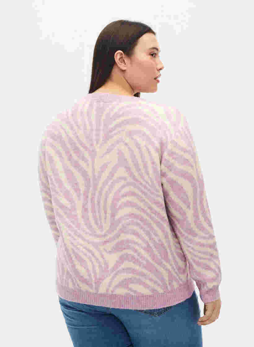 Gebreide trui met print, Lavender  Mel Comb., Model image number 1