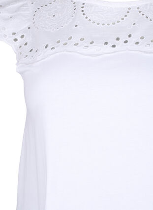 T-shirt en coton biologique avec broderie anglaise, Bright White, Packshot image number 2