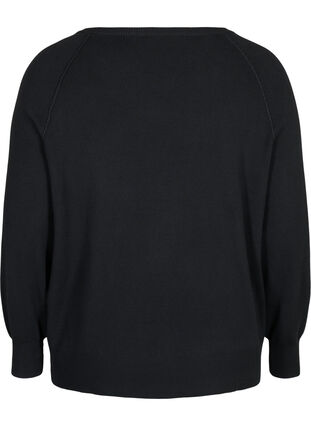 Pull tricotée avec encolure arrondie, Black, Packshot image number 1