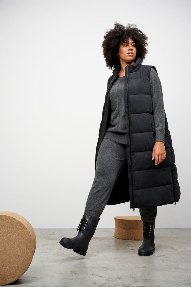 Botte large en caoutchouc &agrave; lacets, Black, Model image number 1