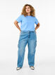 Basic katoenen T-shirt met ronde hals, Blauw, Model image number 1