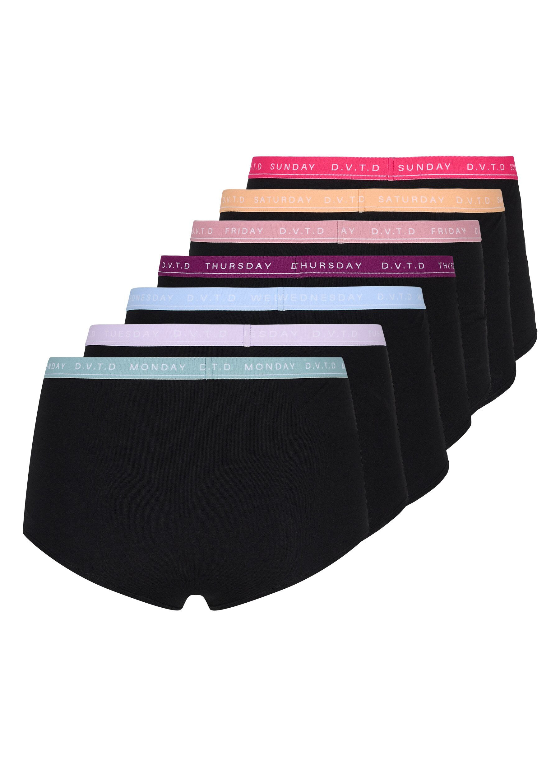 Zizzi Pack de 7 hipsters de Cotton avec inscription des jours de la semaine, Multi Pastel Pack, Packshot image number 1