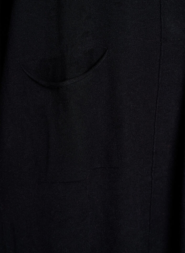 Korte gebreide jurk met middennaad en zakken, Zwart, Packshot image number 3