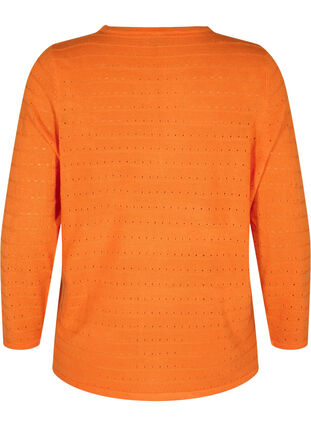 Blouse en maille texturée à col rond, Vibrant Orange, Packshot image number 1