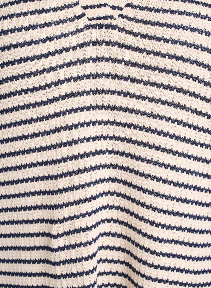 Blouse ray&eacute;e en jersey avec col et d&eacute;collet&eacute; en V, Beige, Packshot image number 2