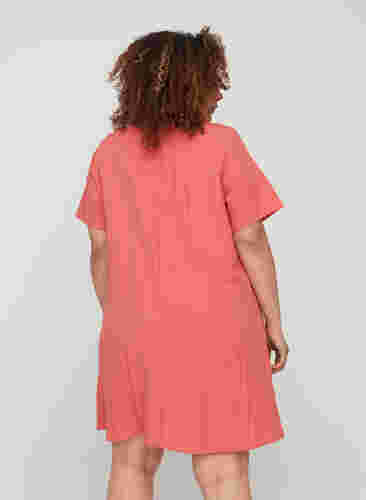 Viscose jurk met korte mouwen en zakken, Faded Rose, Model image number 1