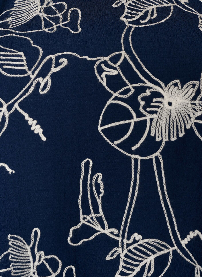 Korte A-lijn jurk met geborduurd patroon, Blauw, Packshot image number 2