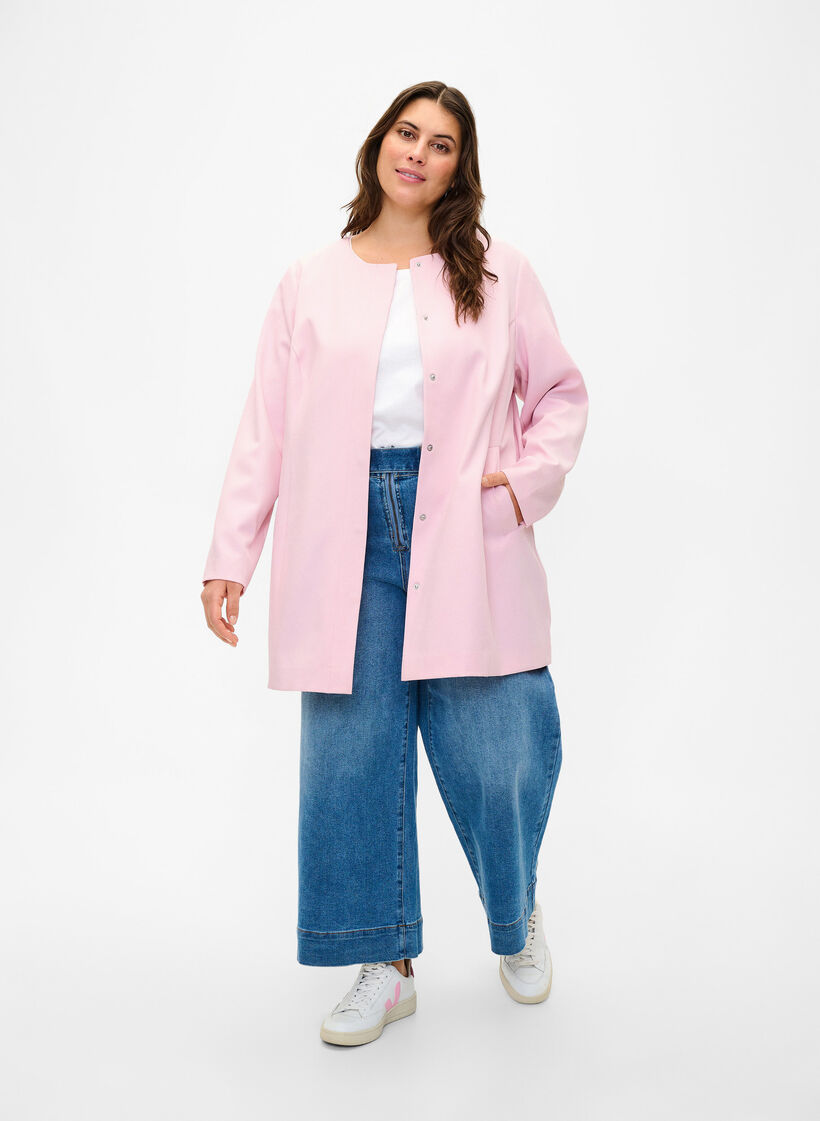 Veste de printemps avec patte de boutonnage cachée, Parfait Pink, Model image number 2