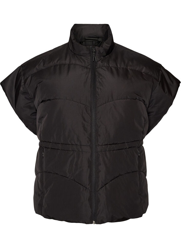 Puffer gilet met verstelbare taille, Zwart, Packshot image number 0