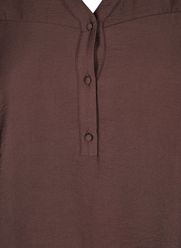 Blouse met rucheskraag, Bruin, Packshot image number 2